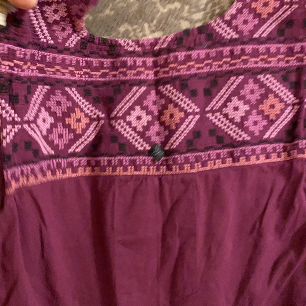 Prana purple embroidered tunic tank top, small